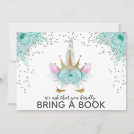 ミント、シルバー、金ゴールドユニコーンプリンセスが本を持ってくる 招待状