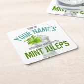 ミント·ジュレパーソナライズされたプ スクエアペーパーコースター (アングル)