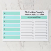 ミント&ターコイズファミリーミールプランナー ペーパーパッド (正面)