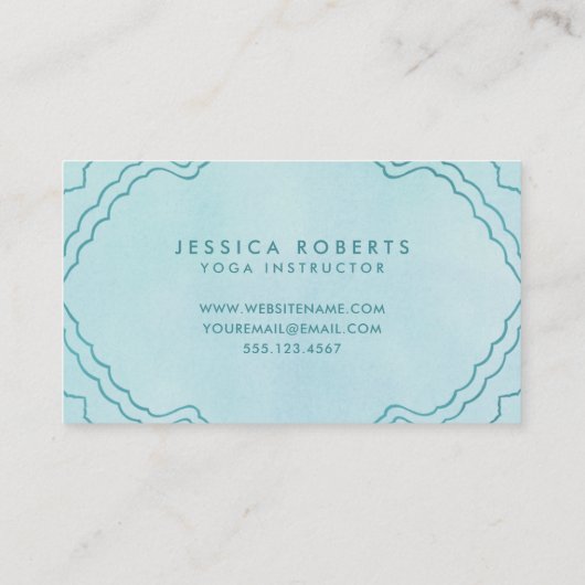 ミント&ティール（緑がかった色）グリーンシンプルナマステヨガ先生 名刺 (裏面)