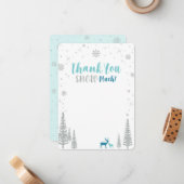 ミント、ティール（緑がかった色）&シルバーウィンターワンダーランド ノートカード (正面/裏面インサイチュ)