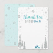 ミント、ティール（緑がかった色）&シルバーウィンターワンダーランド ノートカード (正面/裏面)