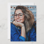 ミント&ティール(緑がかった色)レトロアーチフォト卒業 招待状 (裏面)