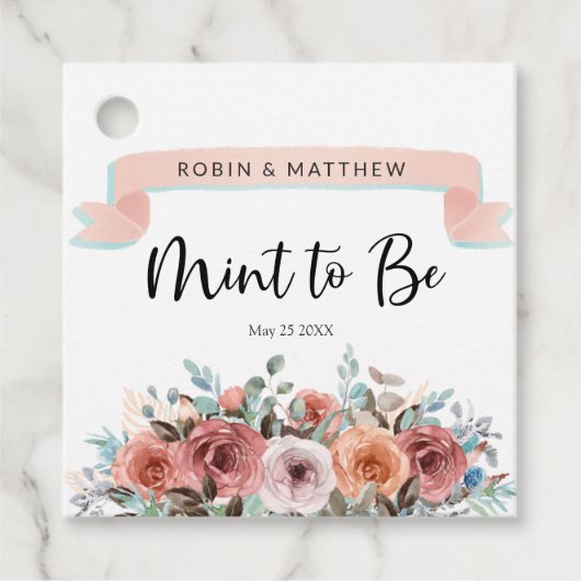 ミント・トゥ・ビー、ピーチ、赤面、ミント・フローラ結婚ズ フェイバータグ (正面)