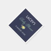 ミント&ネイビーフローラブーケベビーシャワーナプキンズ スタンダードカクテルナプキン (角)