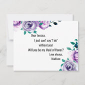 ミント&パープルフローラが私のメイド・オブ・オーナー(花嫁付き添い人) 招待状 (裏面)