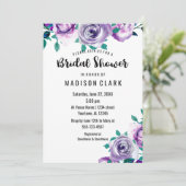 ミント&パープルフローラバラブライダルシャワー招待 招待状 (スタンド正面)