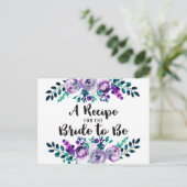 ミント&パープルフローラブライダルシャワーレシピカード ポストカード (スタンド正面)