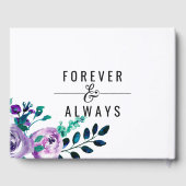 ミント&パープルフローラ水の色結婚のモノグラム ゲストブック (裏面)