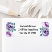 ミント&パープルフローラ結婚バラ差出人住所 ラベル (インサイチュ)