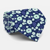 ミント&パープルミッドナイトサマーフローラルパターン ネクタイ (ロール)