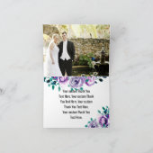 ミント＆パープル フラワーズ ウォーターカラー 結婚式 感謝カード (内部)