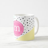 ミント、ピンクと黄色の夏のモノグラムパーソナライズされた コーヒーマグカップ (正面右)