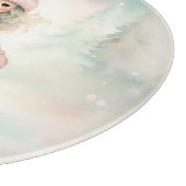 ミント&ピンクウィンターシーンガールスケートで滑るラウンド カッティングボード (角)