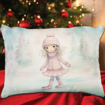 ミント&ピンクウィンターシーンガールスケートで滑る