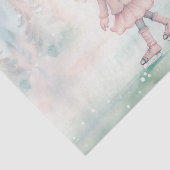 ミント&ピンクウィンターシーンガールスケートで滑る 薄葉紙 (詳細)