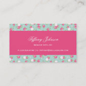 ミント&ピンクシックヴィンテージフローラプリント 名刺 (裏面)
