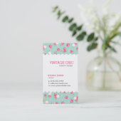 ミント&ピンクシックヴィンテージフローラプリント 名刺 (スタンド正面)