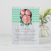 ミント&ピンクシック素朴婚約パーティ 招待状 (スタンド正面)