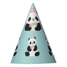 ミント&ピンクスイートパンダデザイン パーティーハット