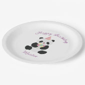 ミント&ピンクスイートパンダデザイン ペーパープレート (アングル)