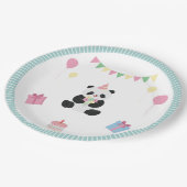 ミント&ピンクスイートパンダデザイン ペーパープレート (アングル)