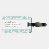 ミント&ピンクダマスモノグラムのクプリント ラゲッジタグ (裏面横)