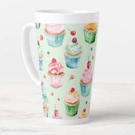 ミント ピンク ピーチ カップケーキ 誕生日 カフェラテマグ
