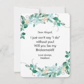 ミント＆ピーチの花のリース　あなたはブライズメイドになってくれる？ 招待状 (裏面)