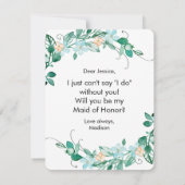 ミント&ピーチの花飾り あなたは私のブライズメイドになってくれる? 招待状 (裏面)