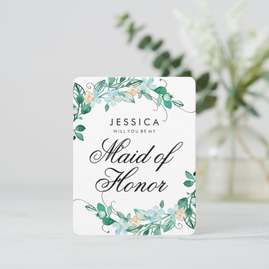 ミント&ピーチフローラが私のメイド・オブ・オーナー(花嫁付き添い人) 招待状 (スタンド正面)