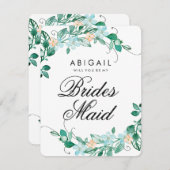 ミント&ピーチフローラリースが花嫁になる 招待状 (正面/裏面)