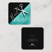 ミント·ブエレガントルー·ブラック·シザーズ·ヘアスタイリスト スクエア名刺 (正面/裏面)