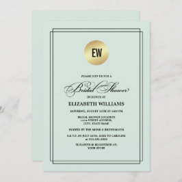 ミント |ブラックエレガントミニマルブライダルシャワー 招待状