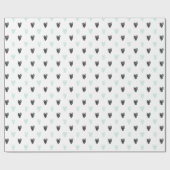 ミント&ブラックハートドードルズパターンラッピング紙 ラッピングペーパー (フラット)