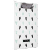 ミント&ブラックハートドードルパターパーソナライズされたン クリップボード (右)