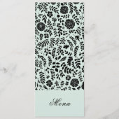 ミント |ブラックフローラカスタムウェディングメニューカード メニュー (正面)