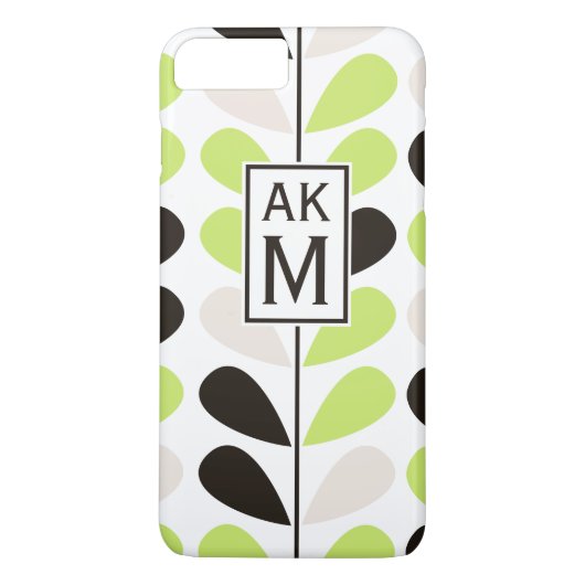 ミント&ブラックフローラルパターンiPhone 7プラスケース Case-Mate iPhoneケース (裏面)