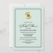 ミント | ブラック エレガント ミニマル ブライダル シャワー 招待状 (正面)