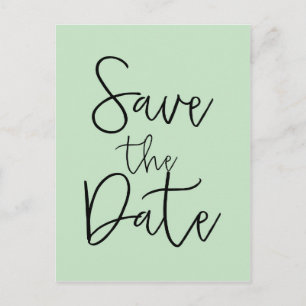 ミント＆ブラック SAVE THE DATE 現代スクリプト ポストカード