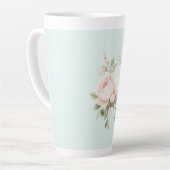 ミント ブラッシュ ピンク 白 バラ 花 カフェラテマグ (左アングル)