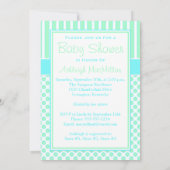 ミント、ブルー、白いストライプ招待状、ドット赤ちゃんシャワー 招待状 (裏面)