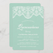 ミント ブロケードレースのキンセアニエラ招待状 招待状 (正面/裏面)