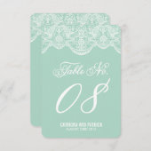 ミント ブロケードレース ウェディング テーブルナンバー カード (正面/裏面)