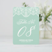 ミント ブロケードレース ウェディング テーブルナンバー カード (スタンド正面)
