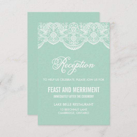 ミント ブロケードレース 結婚式 披露宴カード エンクロージャーカード (正面/裏面)