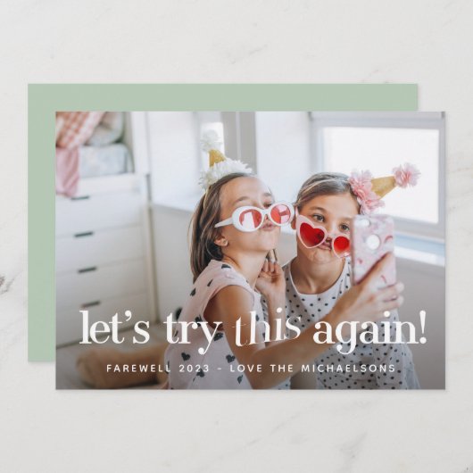 ミント・ホリデー・フォト・カード「Try To Try This Again」 (正面/裏面)