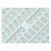 ミント&ホワイトかわいいビーズコーラルパターン テーブルクロス (正面(横))