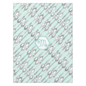 ミント&ホワイトかわいいビーズコーラルパターン テーブルクロス (正面)