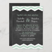 ミント&ホワイトシェブロンシャルボード結婚式招待状 招待状 (正面/裏面)